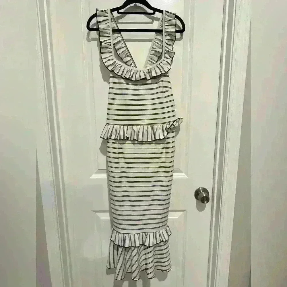 sugar + lips XL new with tags white with black strips dress